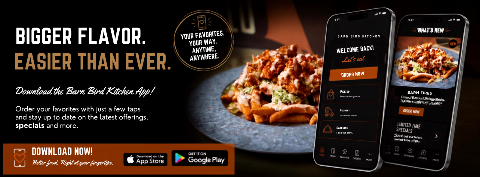 Barn Bird Kitchen App &mdash; Bigger Flavor, Easier Than Ever.